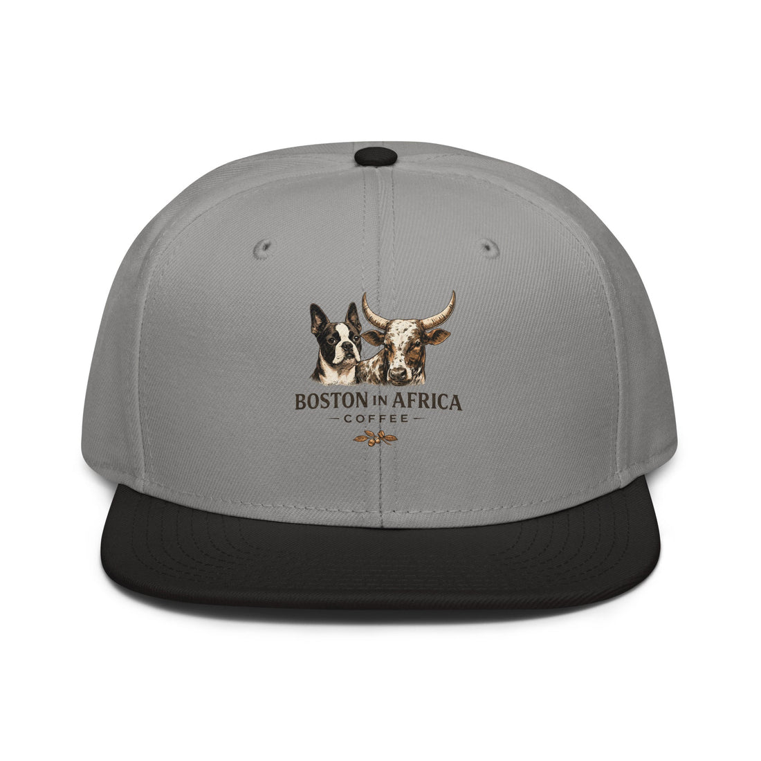 Boston Africa Coffee classic snapback hat with structured six-panel design and adjustable snap closure