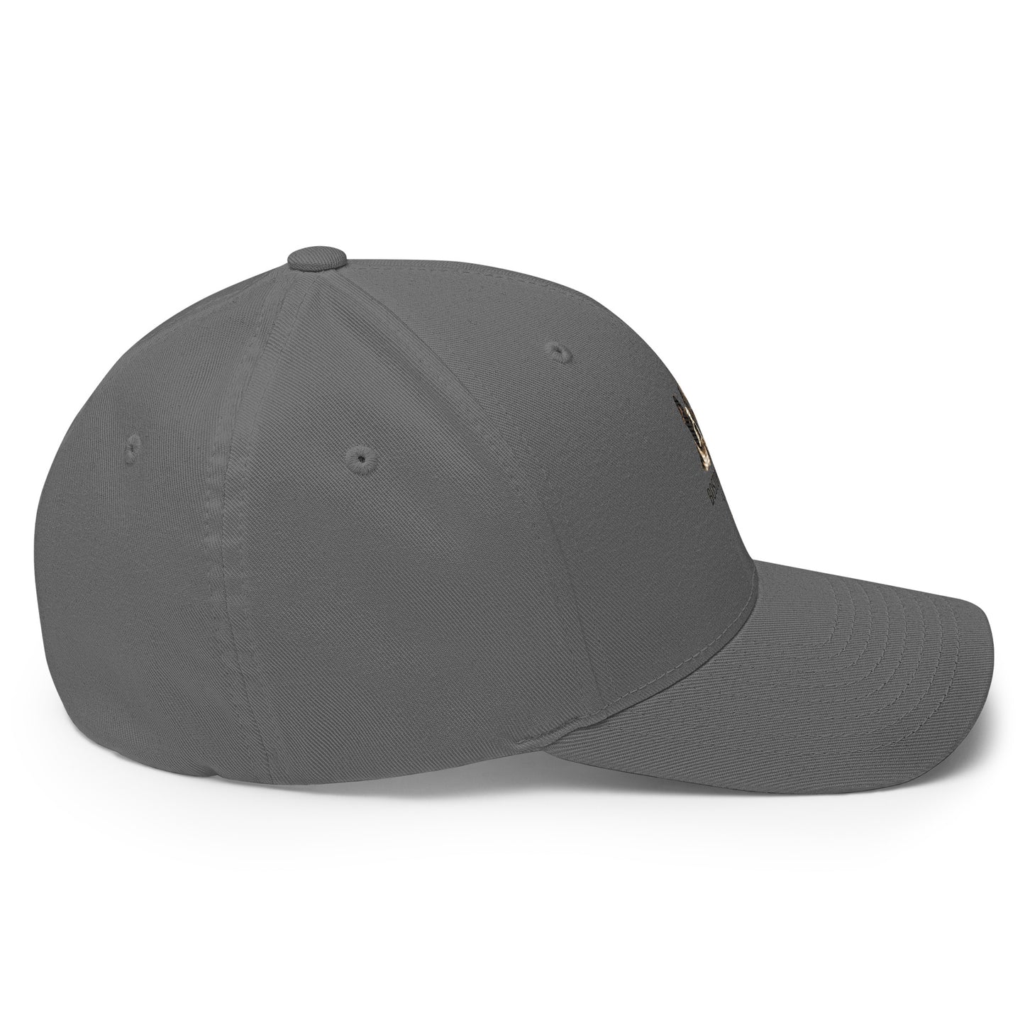 Grey structured twill cap with embroidery, featuring a closed-back design from Boston in Africa Coffee.