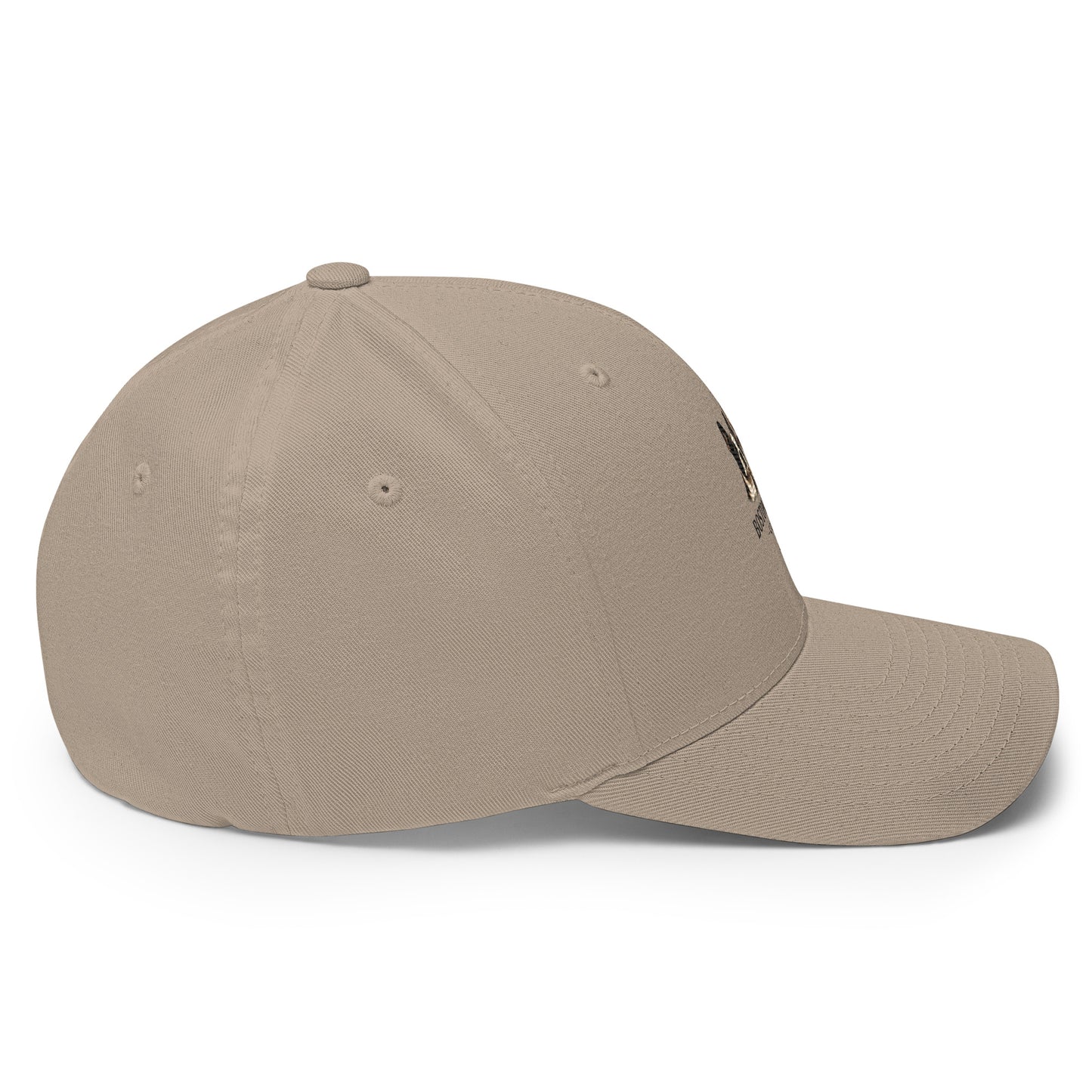 Khaki closed-back structured cap by Boston in Africa Coffee with embroidered design, showcasing a casual, stylish look.