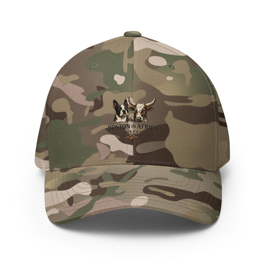 Structured twill cap with embroidery from Boston in Africa Coffee, featuring a closed-back design in Multicam Green.