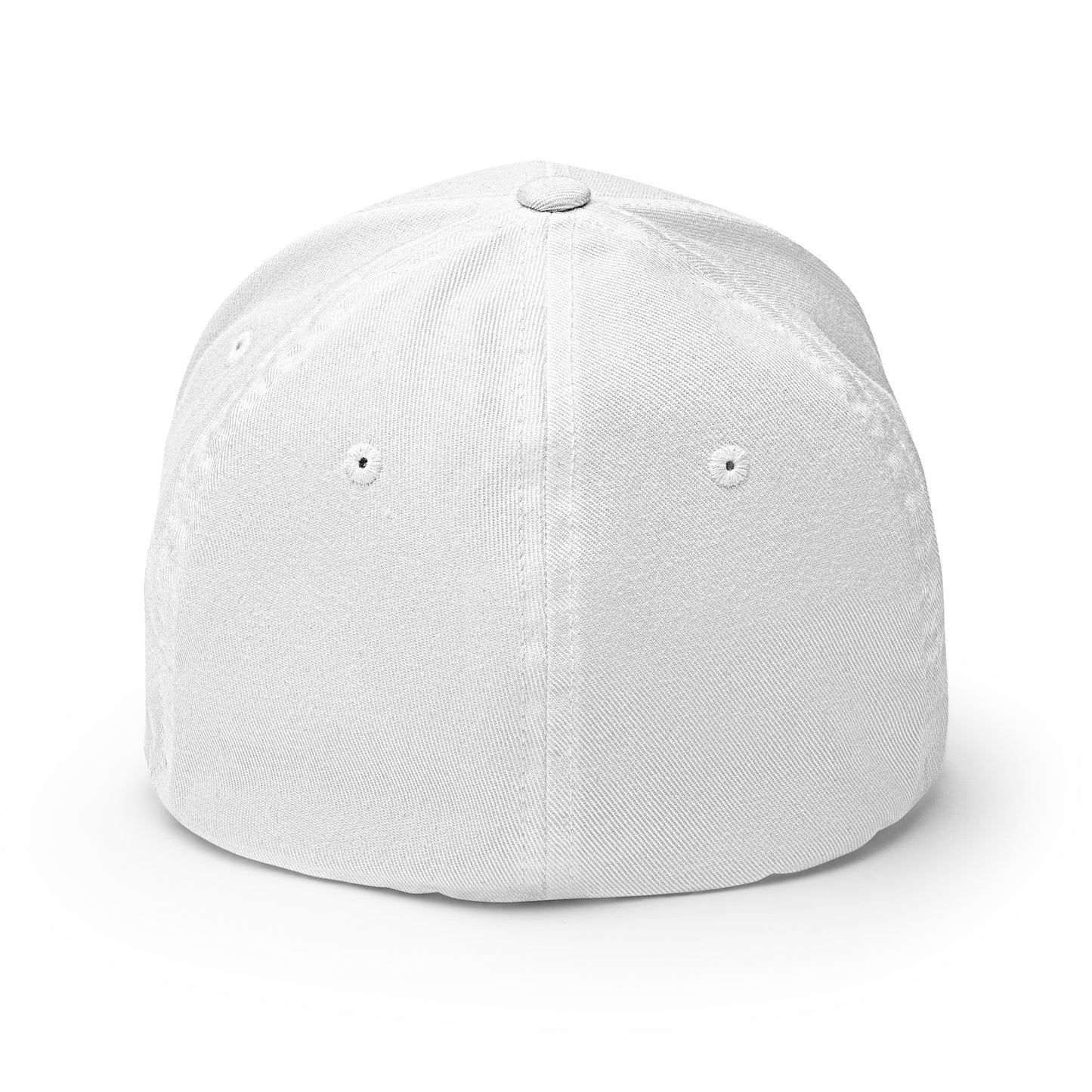 White structured twill cap with embroidery detail from Boston in Africa Coffee, featuring a closed-back design.