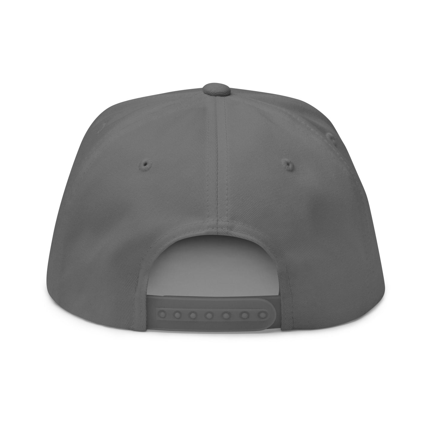 Gray flat bill cap with embroidered Boston in Africa Coffee logo, stylish and casual headwear for everyday wear.