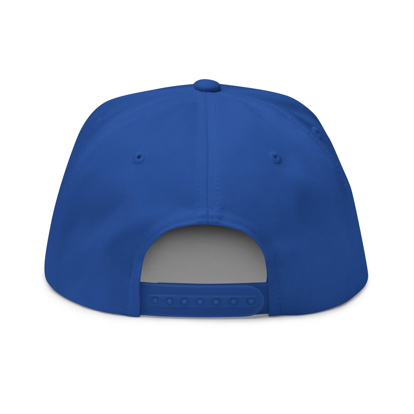 Royal blue flat bill cap with embroidered Boston in Africa Coffee logo, showcasing stylish casual headwear.