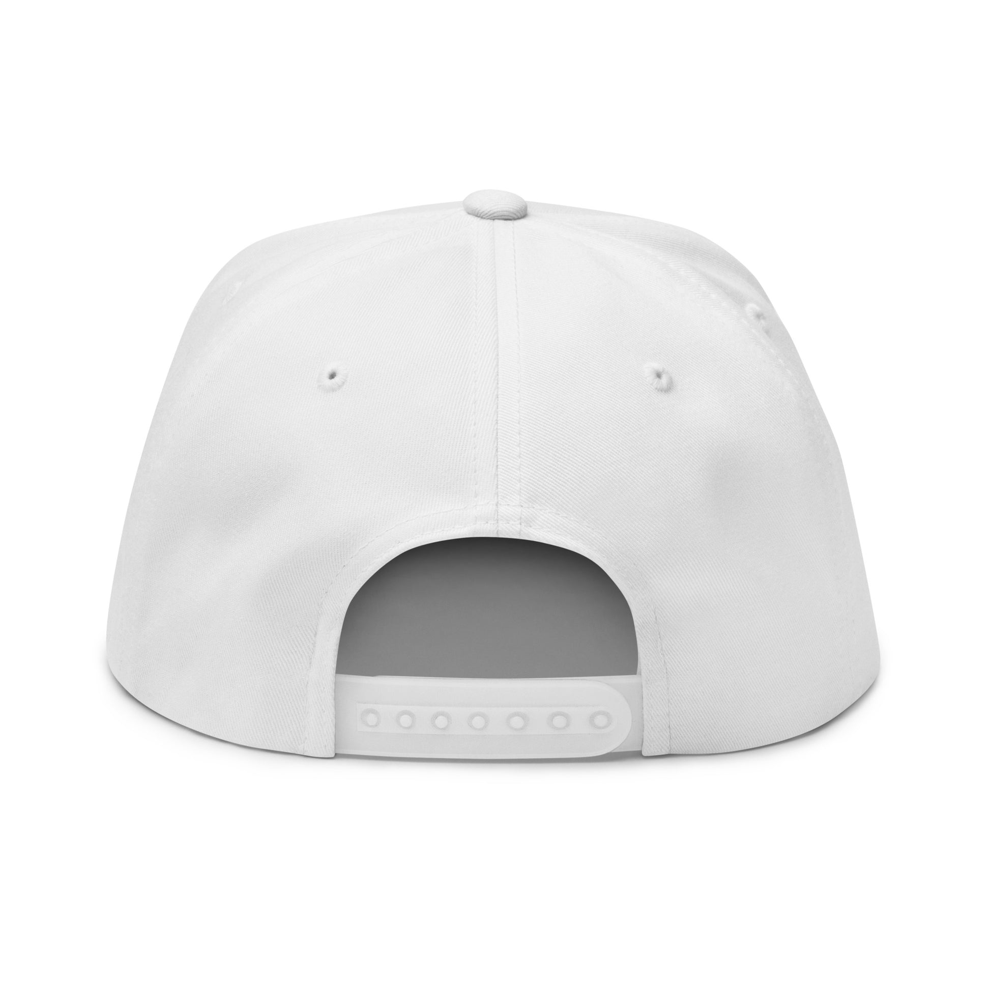White flat bill cap with embroidered Boston in Africa Coffee logo, casual style accessory.