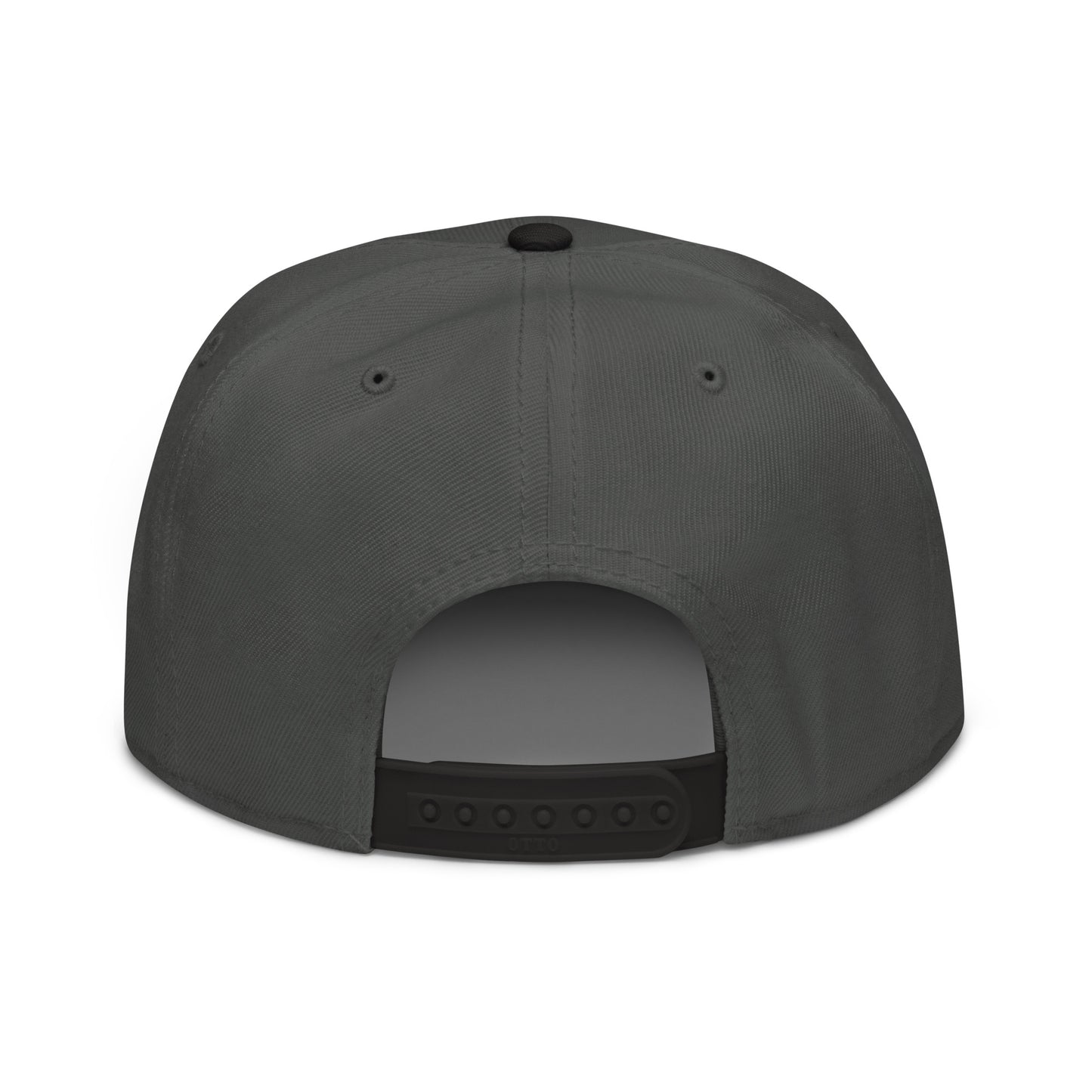 Black and charcoal gray snapback hat with embroidered design, featuring Boston in Africa Coffee branding.