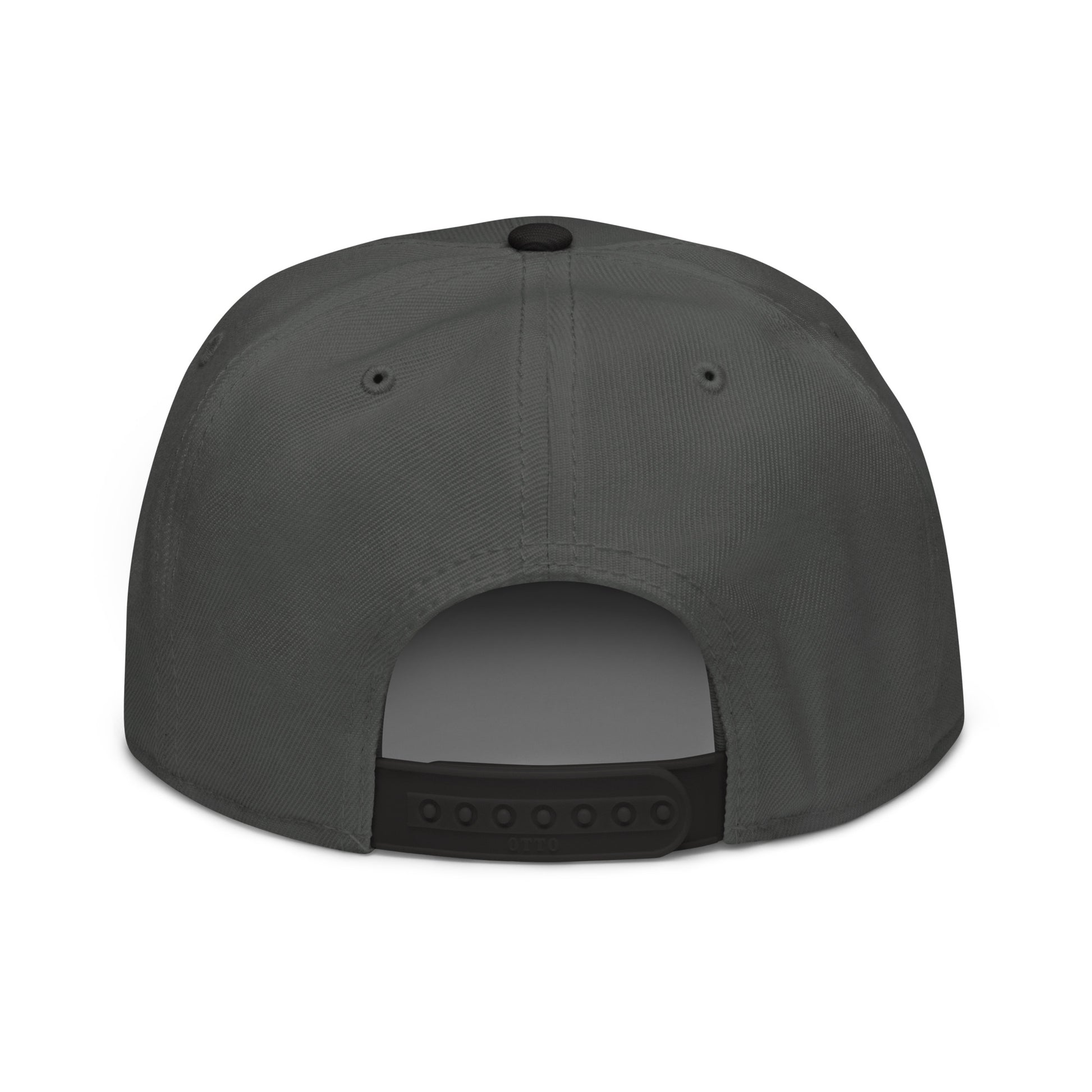 Black and charcoal gray snapback hat with embroidered design, featuring Boston in Africa Coffee branding.