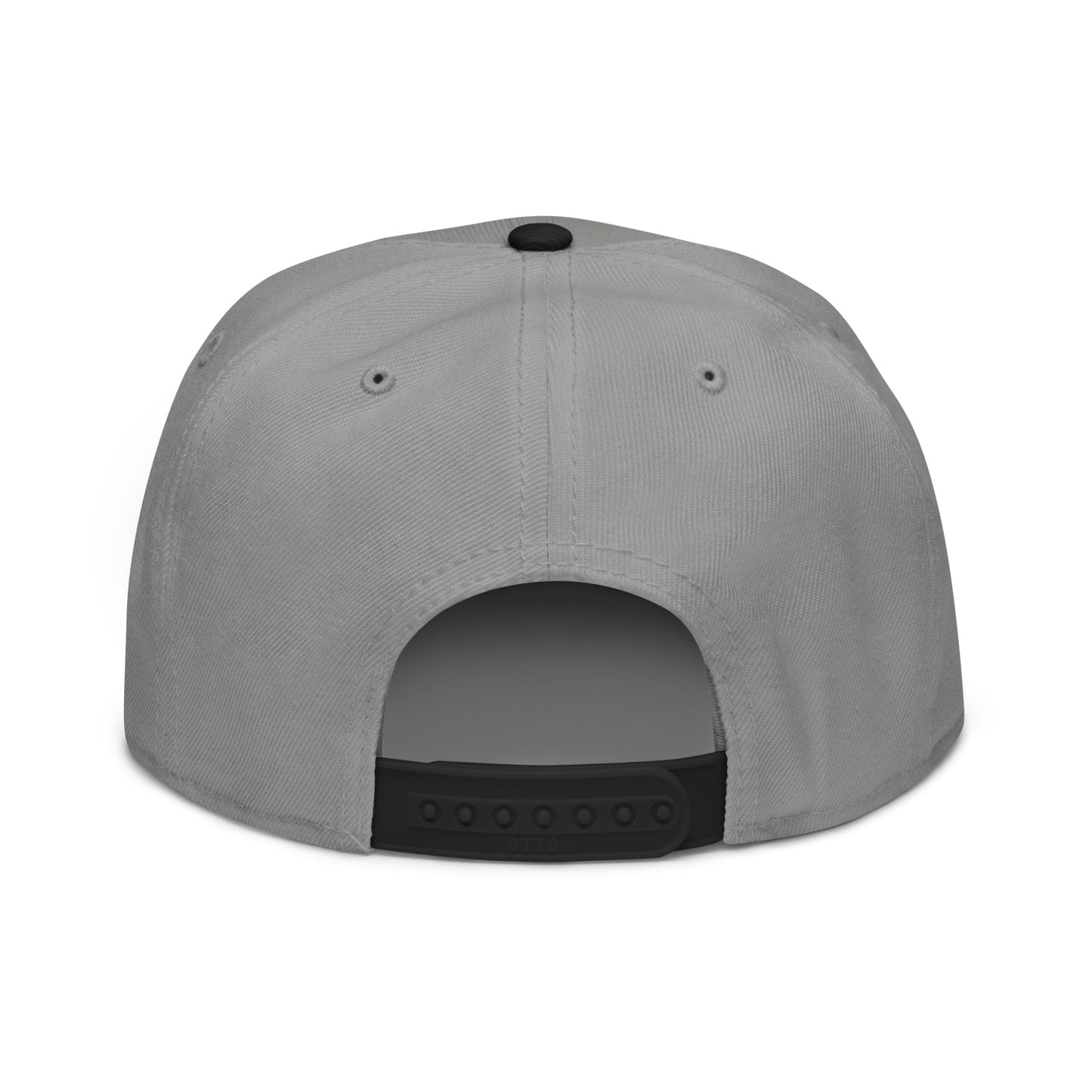 Black and gray embroidered snapback hat featuring Boston in Africa Coffee branding, with a structured front and adjustable back.