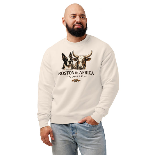 Unisex Relax Crew Neck Sweatshirt by Boston in Africa Coffee, bone color, front view, casual and comfortable fit.